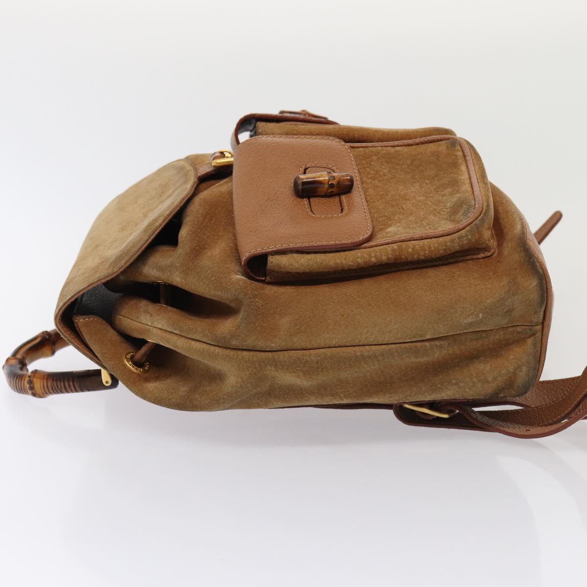 Gucci Bamboo Brown Suede Backpack Bag ()