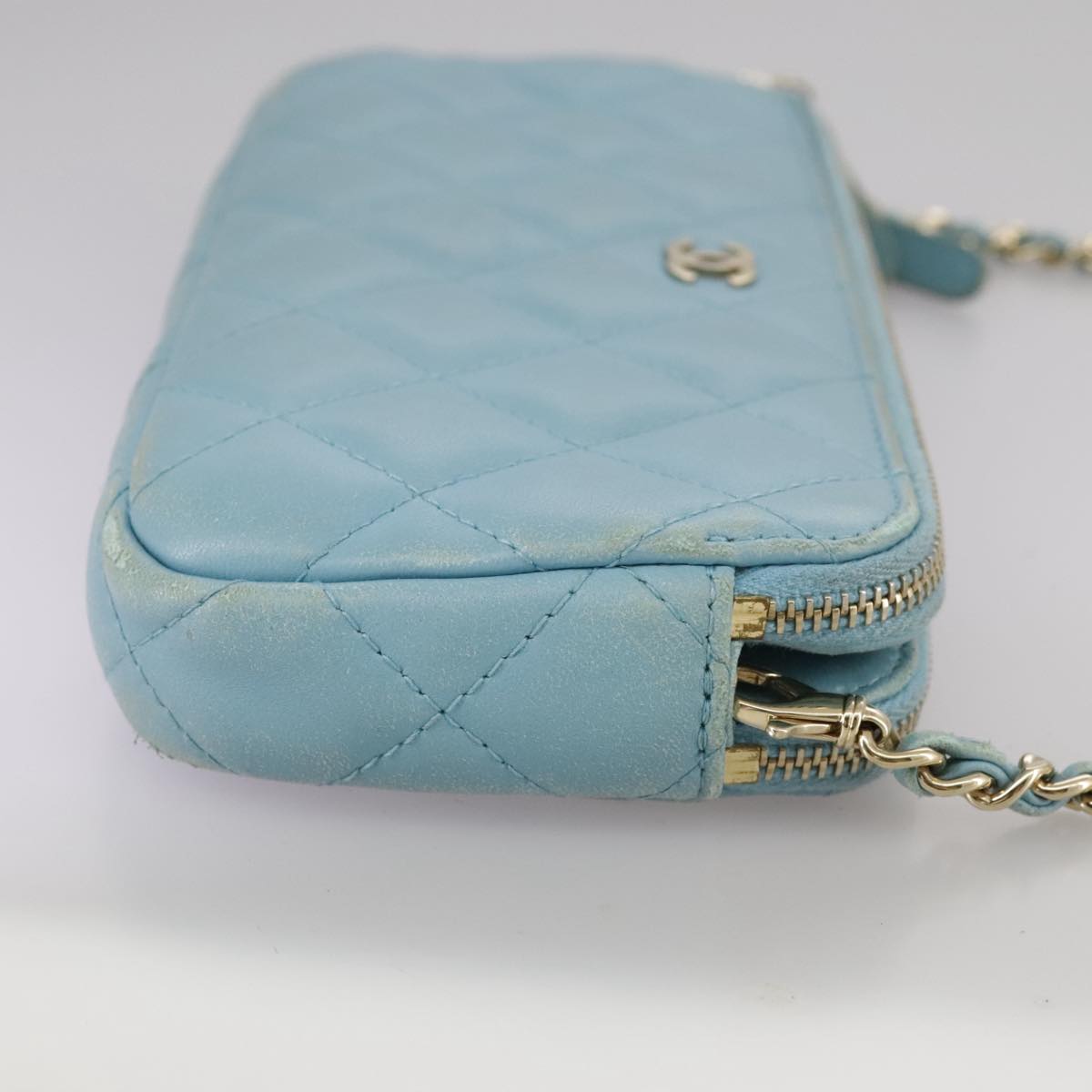 Chanel Wallet On Chain Blue Leather Clutch Bag ()