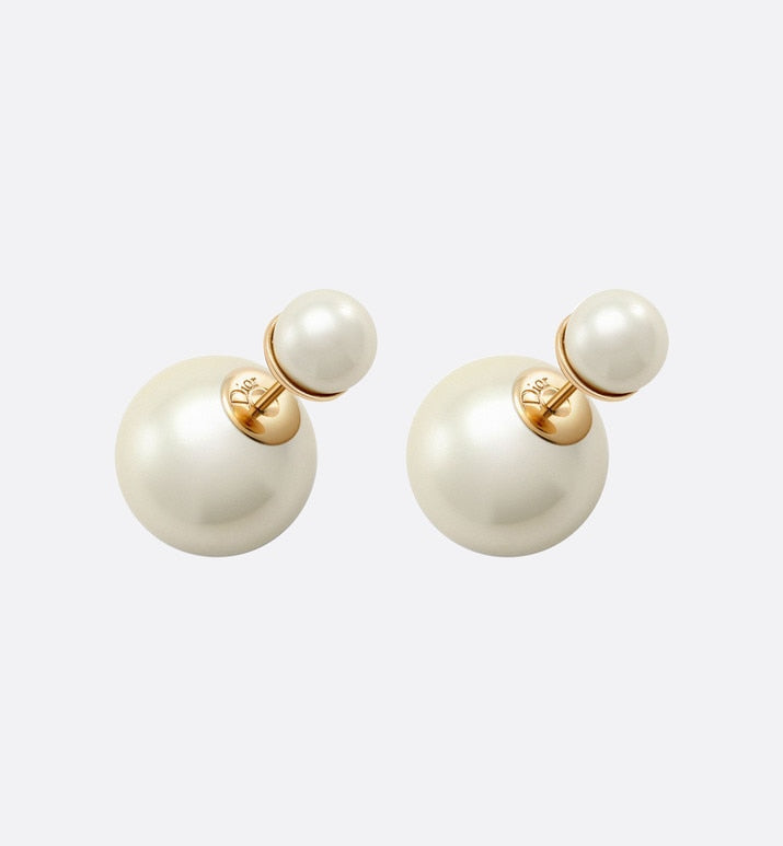 Dior Tribales Earrings • Gold-Finish Metal and White Resin Pearls