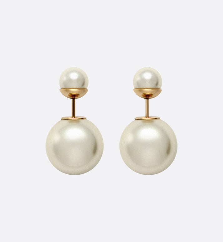 Dior Tribales Earrings • Gold-Finish Metal and White Resin Pearls
