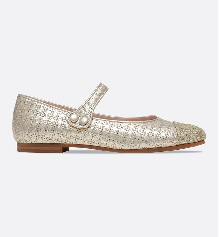 Ballerina Flat • Gold Microcannage Lambskin