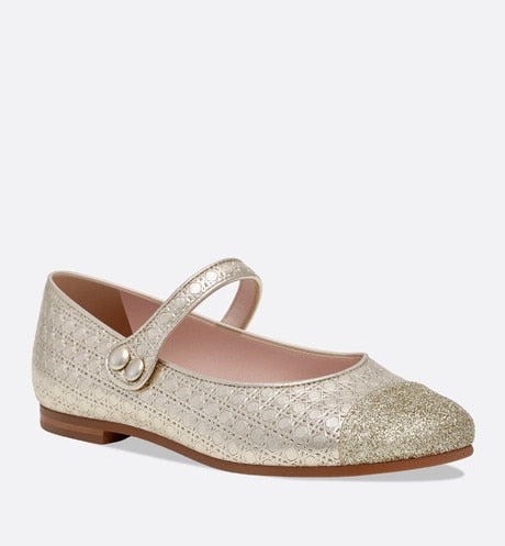 Ballerina Flat • Gold Microcannage Lambskin