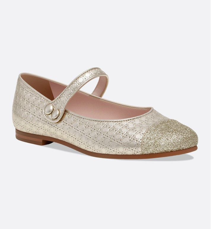 Ballerina Flat • Gold Microcannage Lambskin