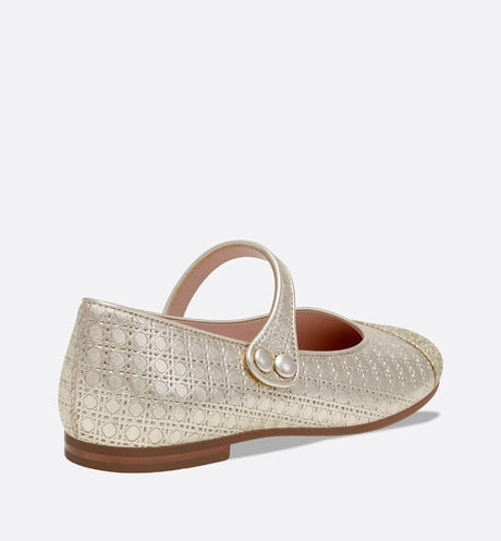 Ballerina Flat • Gold Microcannage Lambskin