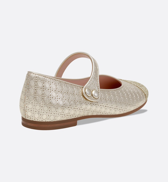 Ballerina Flat • Gold Microcannage Lambskin