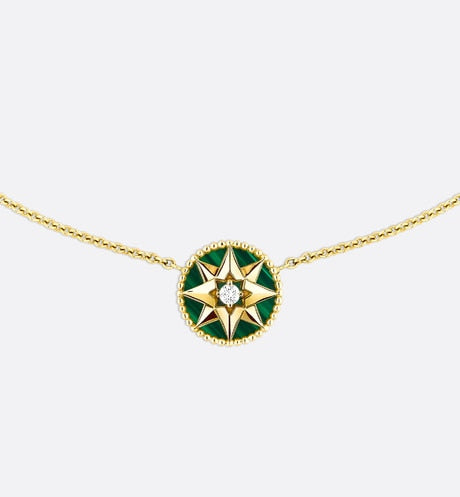 Rose des Vents Necklace • Yellow Gold, Diamond and Malachite