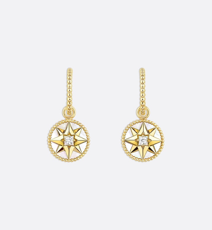 Rose des Vents Earrings • Yellow Gold, Diamonds and Mother-of-pearl