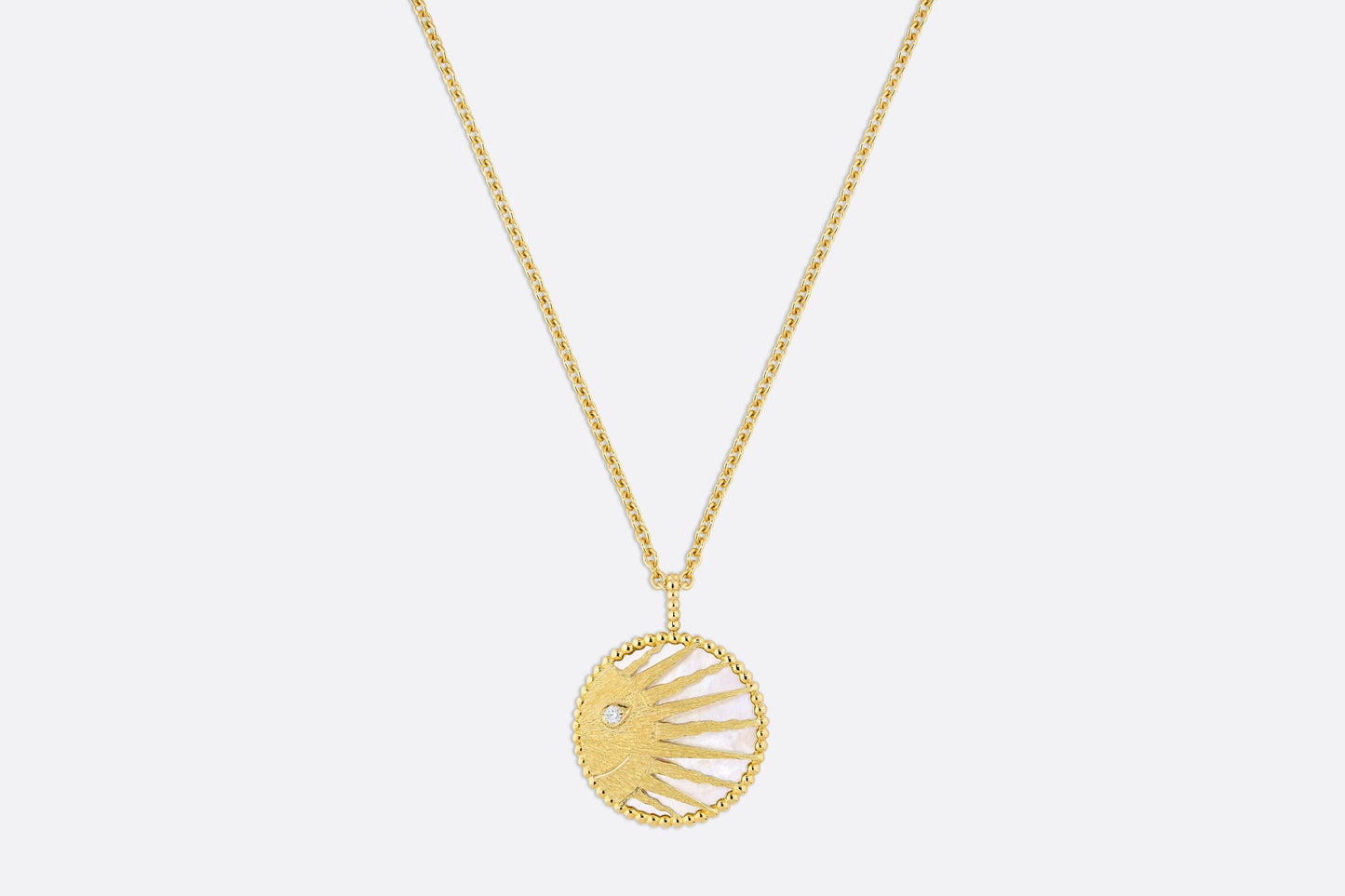 Rose Céleste Medallion Necklace • Yellow and White Gold, Diamond, Onyx and Mother-of-pearl