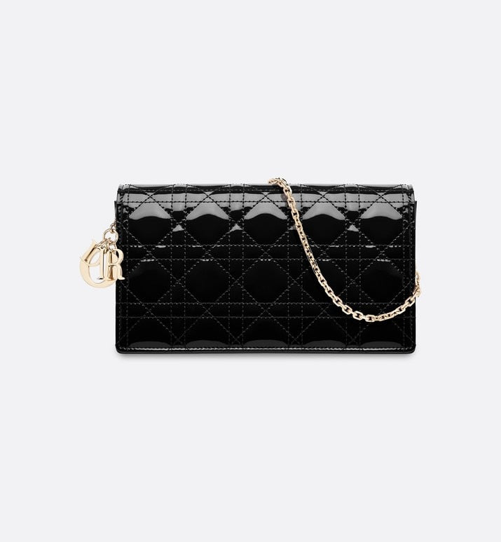 Lady Dior Pouch • Black Cannage Patent Calfskin