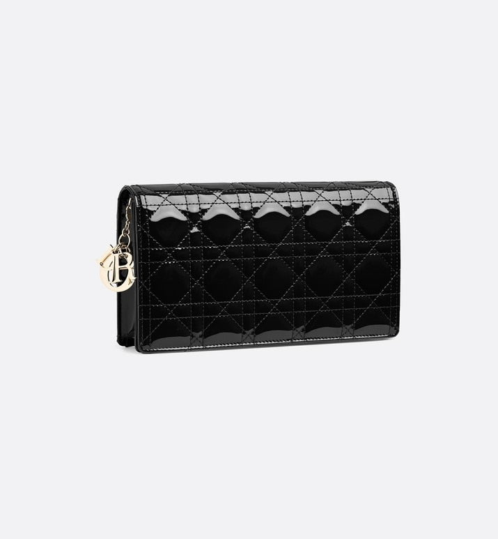 Lady Dior Pouch • Black Cannage Patent Calfskin