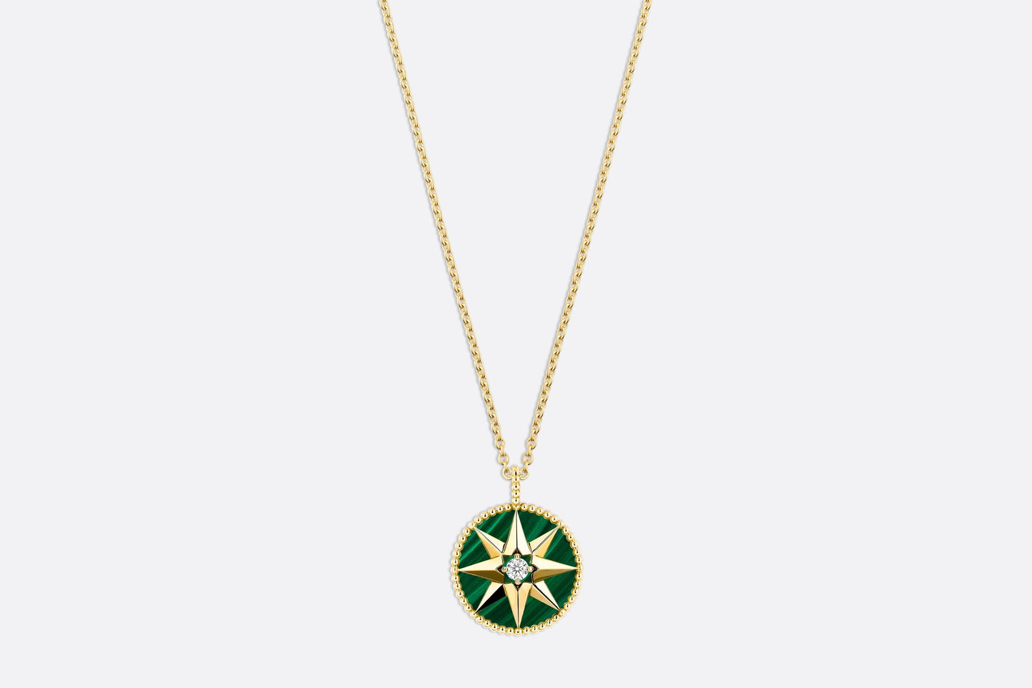 Rose des Vents Medallion Necklace • Yellow Gold, Diamond and Malachite