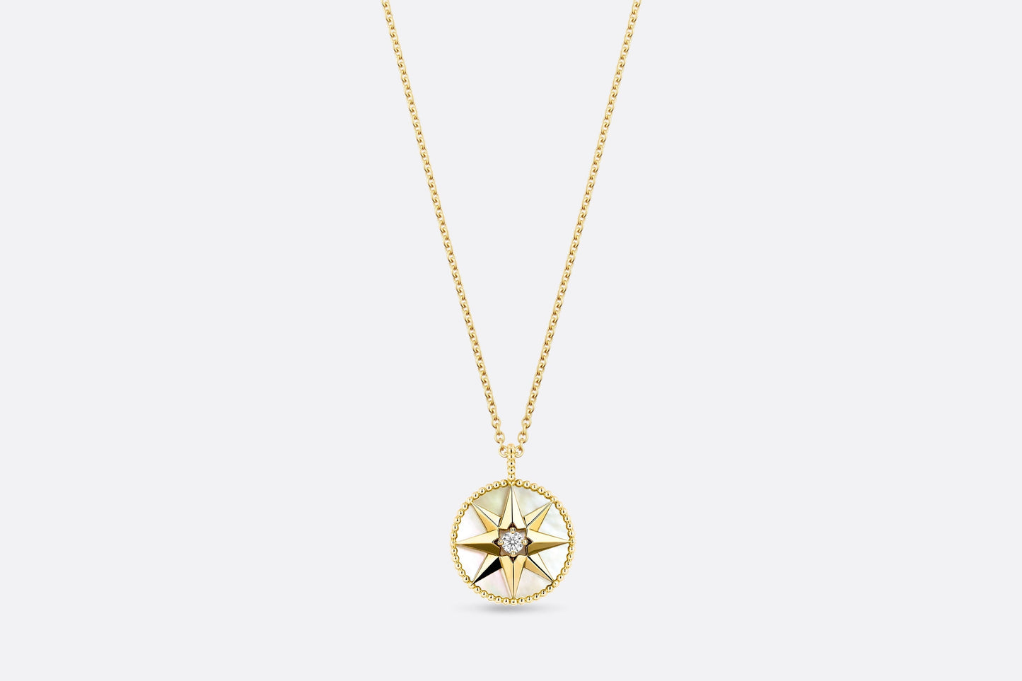Rose des Vents Medallion Necklace • Yellow Gold, Diamond and Mother-of-pearl