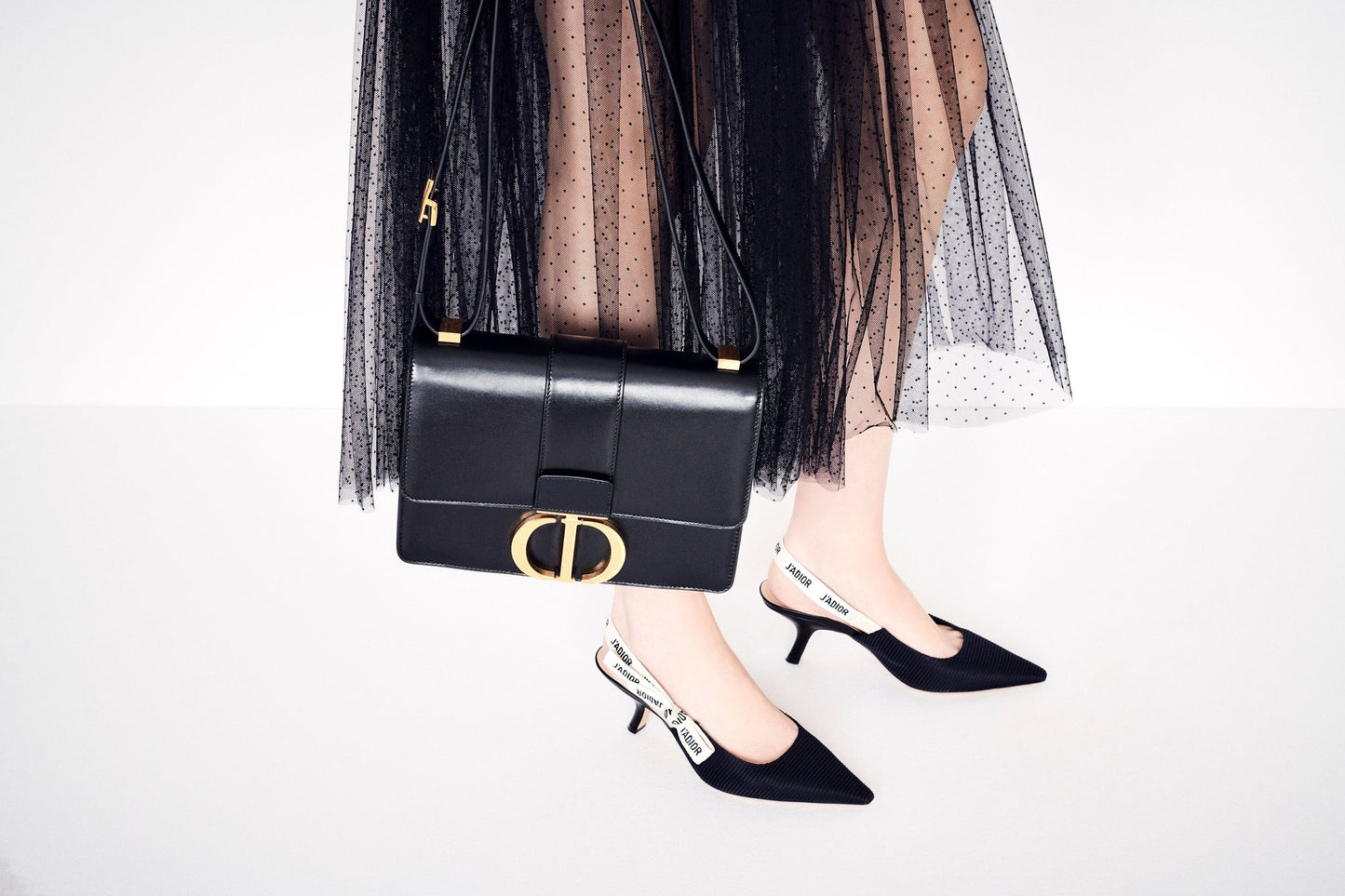 Pleated skirt • Black Point d'Esprit Tulle