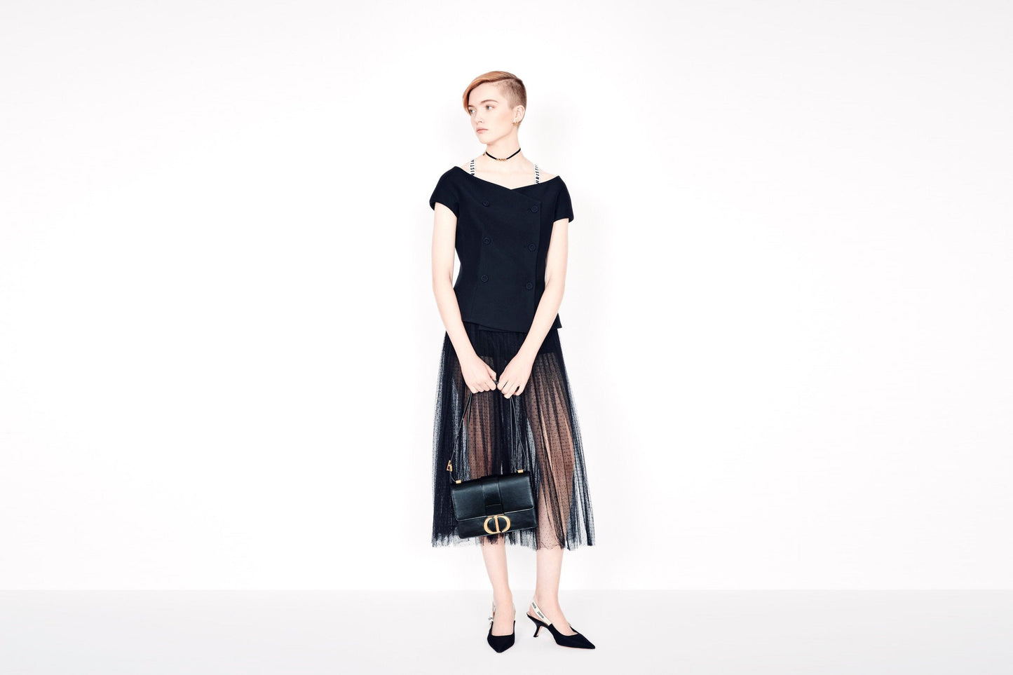 Pleated skirt • Black Point d'Esprit Tulle