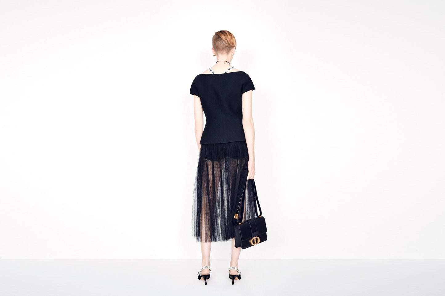 Pleated skirt • Black Point d'Esprit Tulle