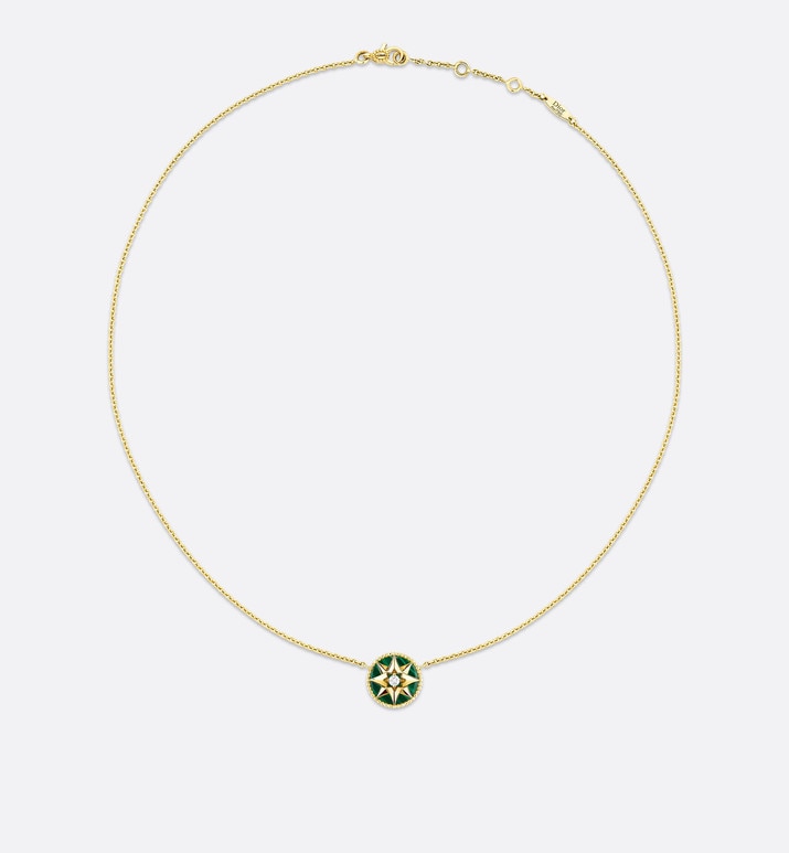 Rose des Vents Necklace • Yellow Gold, Diamond and Malachite