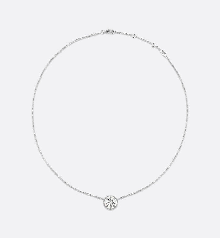 Rose des Vents Necklace • 18K White Gold, Diamond and Mother-of-pearl