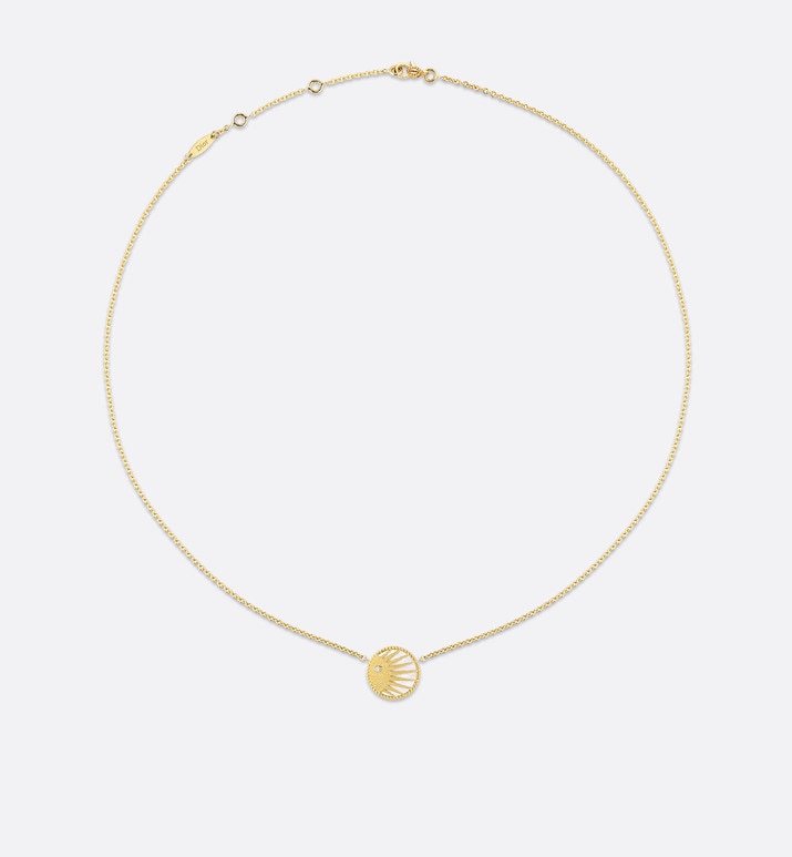Rose Céleste Necklace • Yellow and White Gold, Diamond, Onyx and Mother-of-pearl