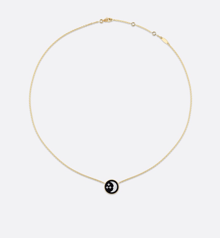 Rose Céleste Necklace • Yellow and White Gold, Diamond, Onyx and Mother-of-pearl
