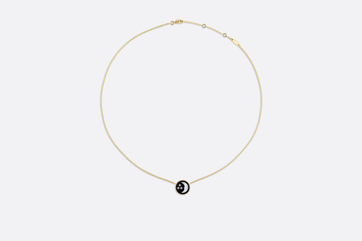 Rose Céleste Necklace • Yellow and White Gold, Diamond, Onyx and Mother-of-pearl
