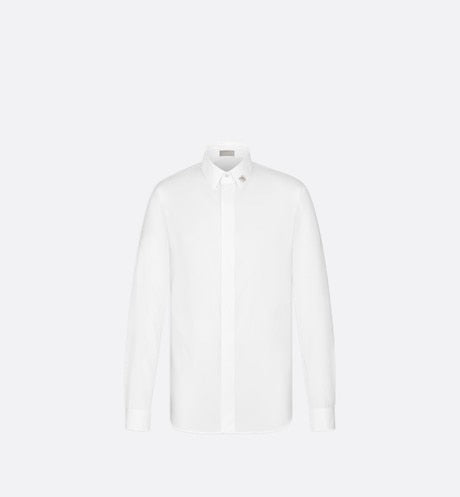 Shirt with Bee Jewel • White Cotton Poplin
