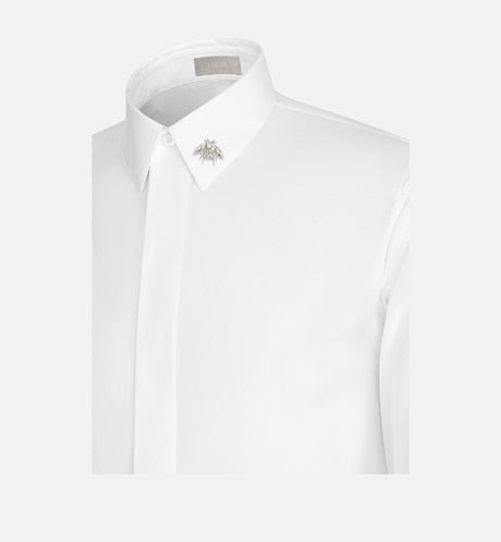 Shirt with Bee Jewel • White Cotton Poplin