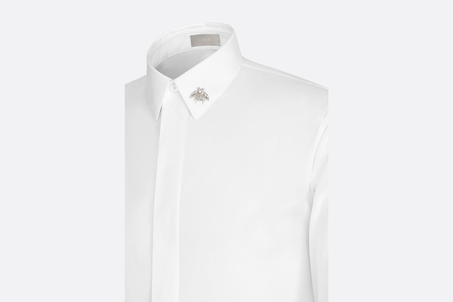 Shirt with Bee Jewel • White Cotton Poplin