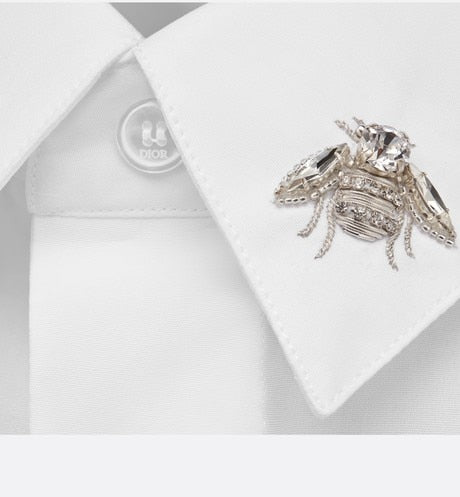 Shirt with Bee Jewel • White Cotton Poplin