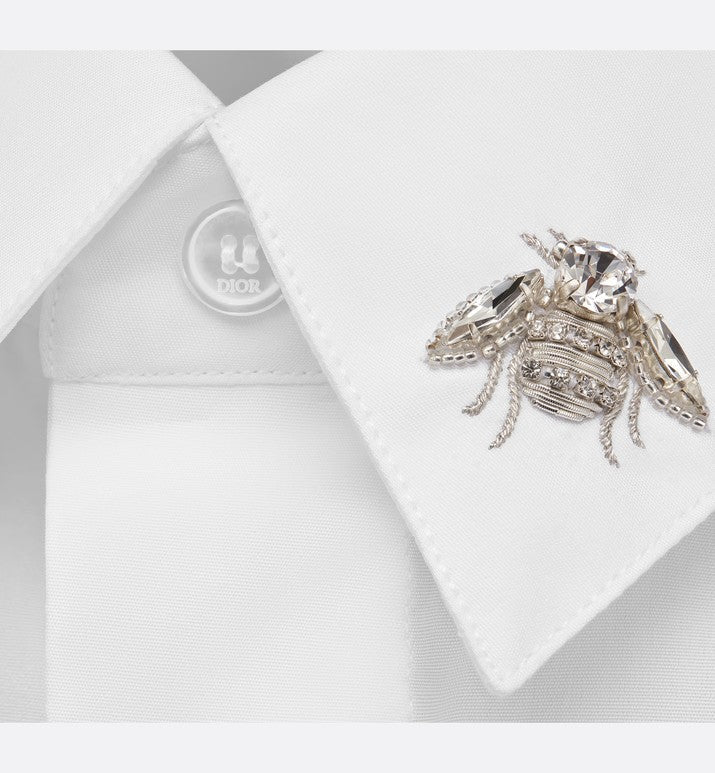 Shirt with Bee Jewel • White Cotton Poplin