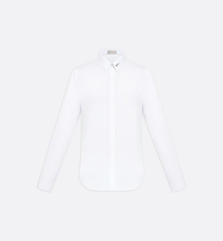 Signature Embroidery Shirt • White Cotton Poplin