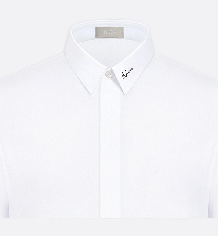 Signature Embroidery Shirt • White Cotton Poplin