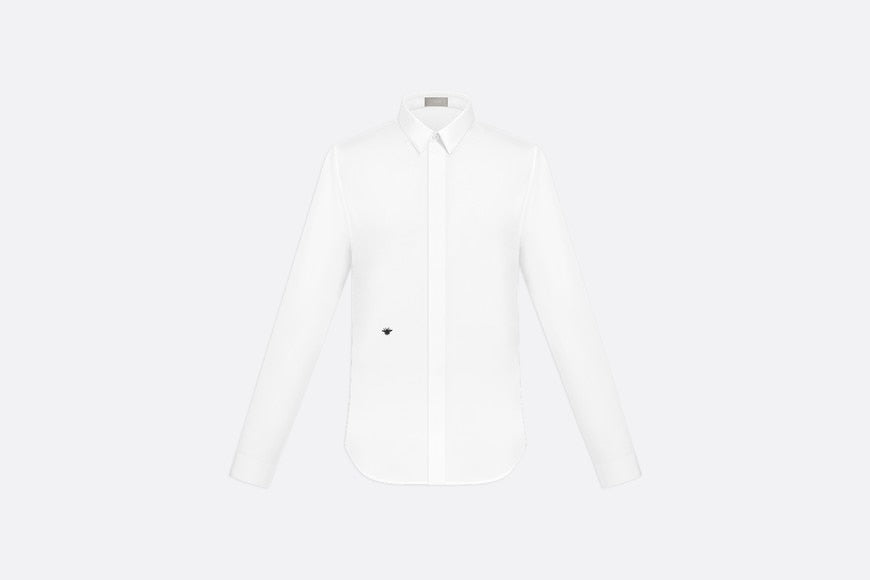 Shirt with Bee Embroidery • White Cotton Poplin