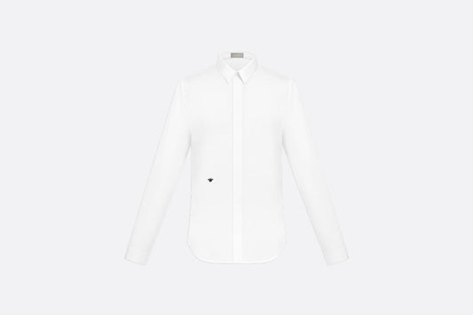 Shirt with Bee Embroidery • White Cotton Poplin