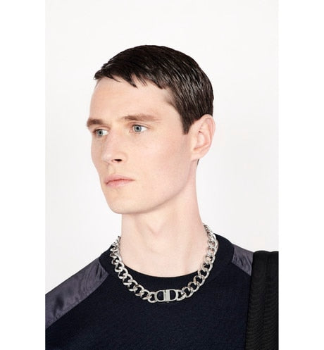 CD Icon Chain Link Necklace • Silver-Finish Brass