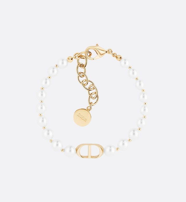 30 Montaigne Bracelet • Gold-Finish Metal and White Resin Pearls
