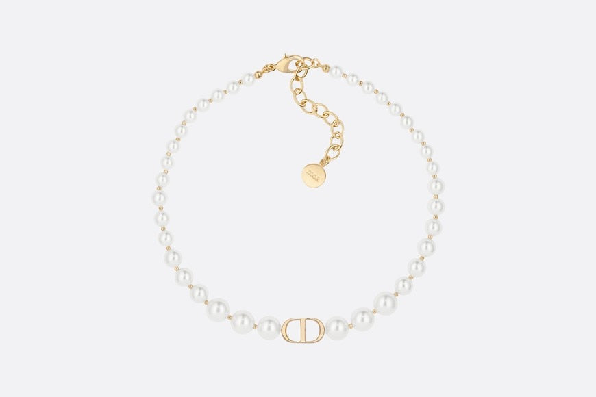 30 Montaigne Choker Necklace • Gold-Finish Metal and White Resin Pearls