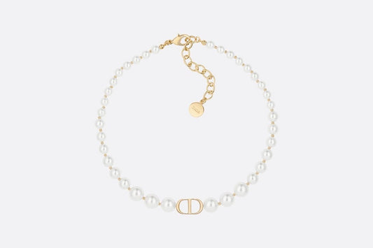 30 Montaigne Choker Necklace • Gold-Finish Metal and White Resin Pearls