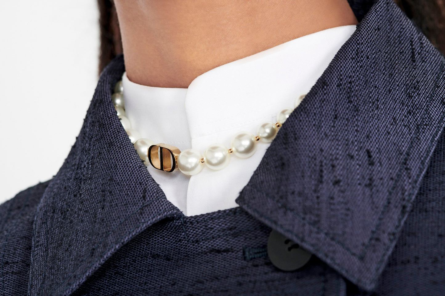 30 Montaigne Choker Necklace • Gold-Finish Metal and White Resin Pearls