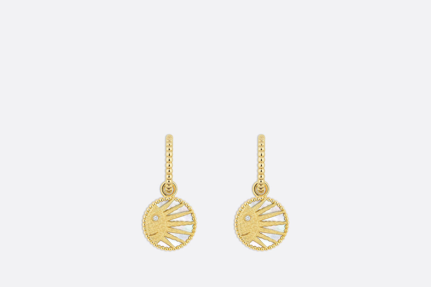 Rose Céleste Earrings • Yellow and White Gold, Diamond, Mother-of-pearl and Onyx