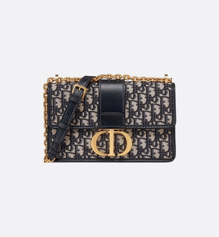 30 Montaigne Flap Chain Bag • Blue Dior Oblique Jacquard