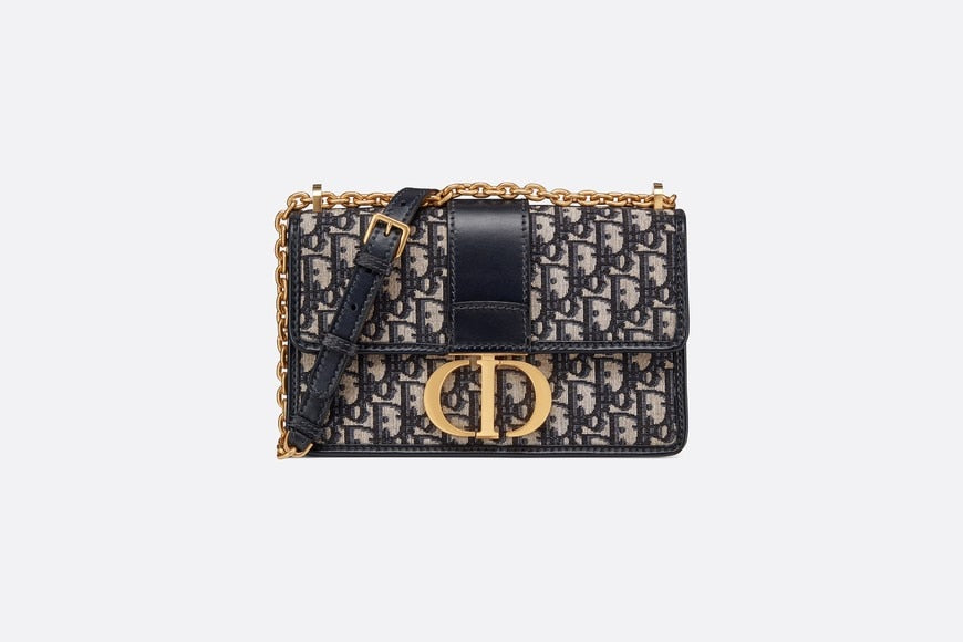30 Montaigne Flap Chain Bag • Blue Dior Oblique Jacquard