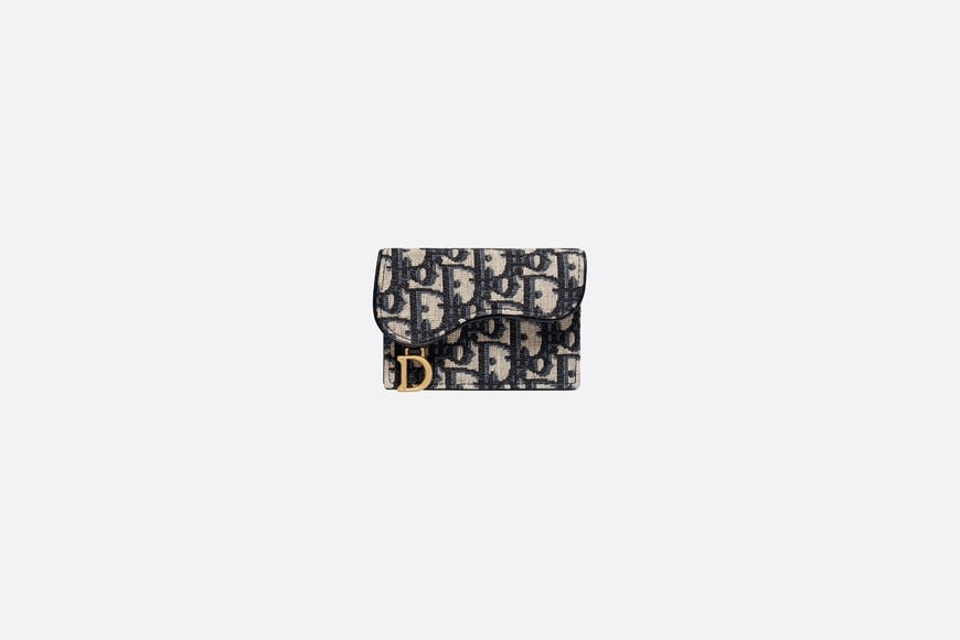 Saddle Flap Card Holder • Blue Dior Oblique Jacquard