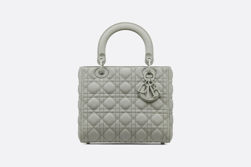 Medium Lady Dior Bag • Metallic Gray Cannage Calfskin