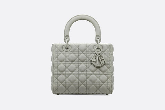 Medium Lady Dior Bag • Metallic Gray Cannage Calfskin
