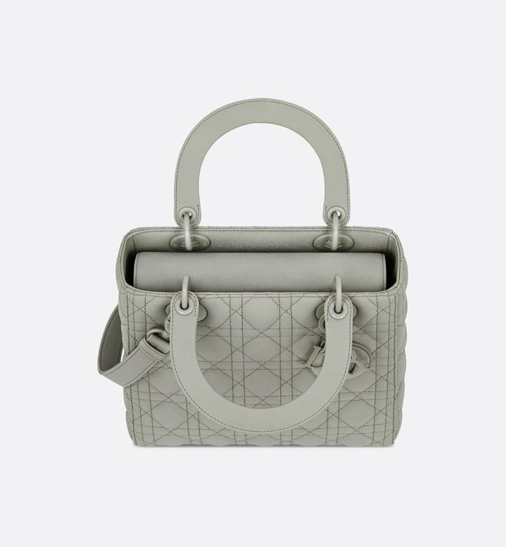 Medium Lady Dior Bag • Metallic Gray Cannage Calfskin