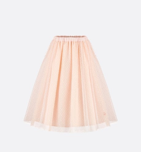 Long Skirt • Pale Pink Plumetis Tulle with Polka Dots