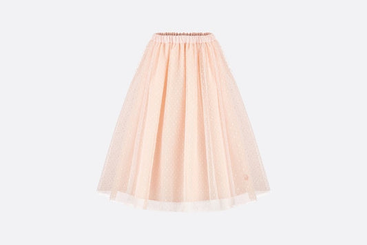 Long Skirt • Pale Pink Plumetis Tulle with Polka Dots