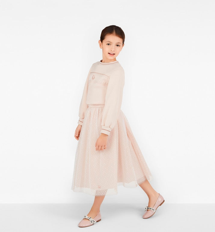 Long Skirt • Pale Pink Plumetis Tulle with Polka Dots
