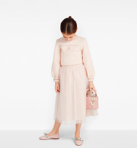 Long Skirt • Pale Pink Plumetis Tulle with Polka Dots
