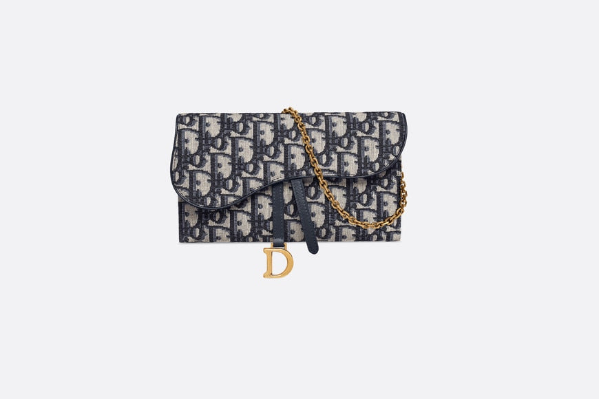 Saddle Long Wallet • Blue Dior Oblique Jacquard